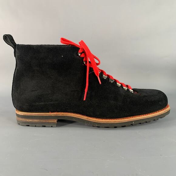 PAUL STUART Size 12 Black Red Textured Leather Lace Up Boots main image 9